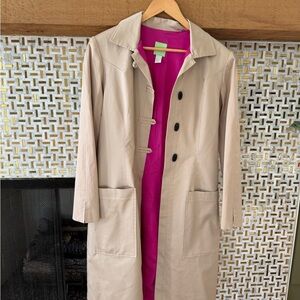 Elegant Tan Trench Coat with Pink Lining